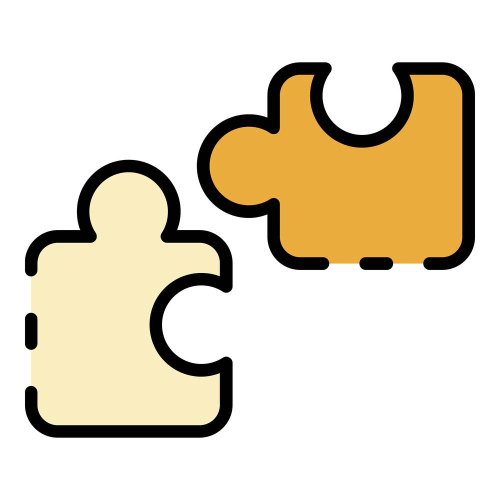 Puzzle parts icon. Outline puzzle parts vector icon color flat isolated. Puzzle parts icon color outline vector