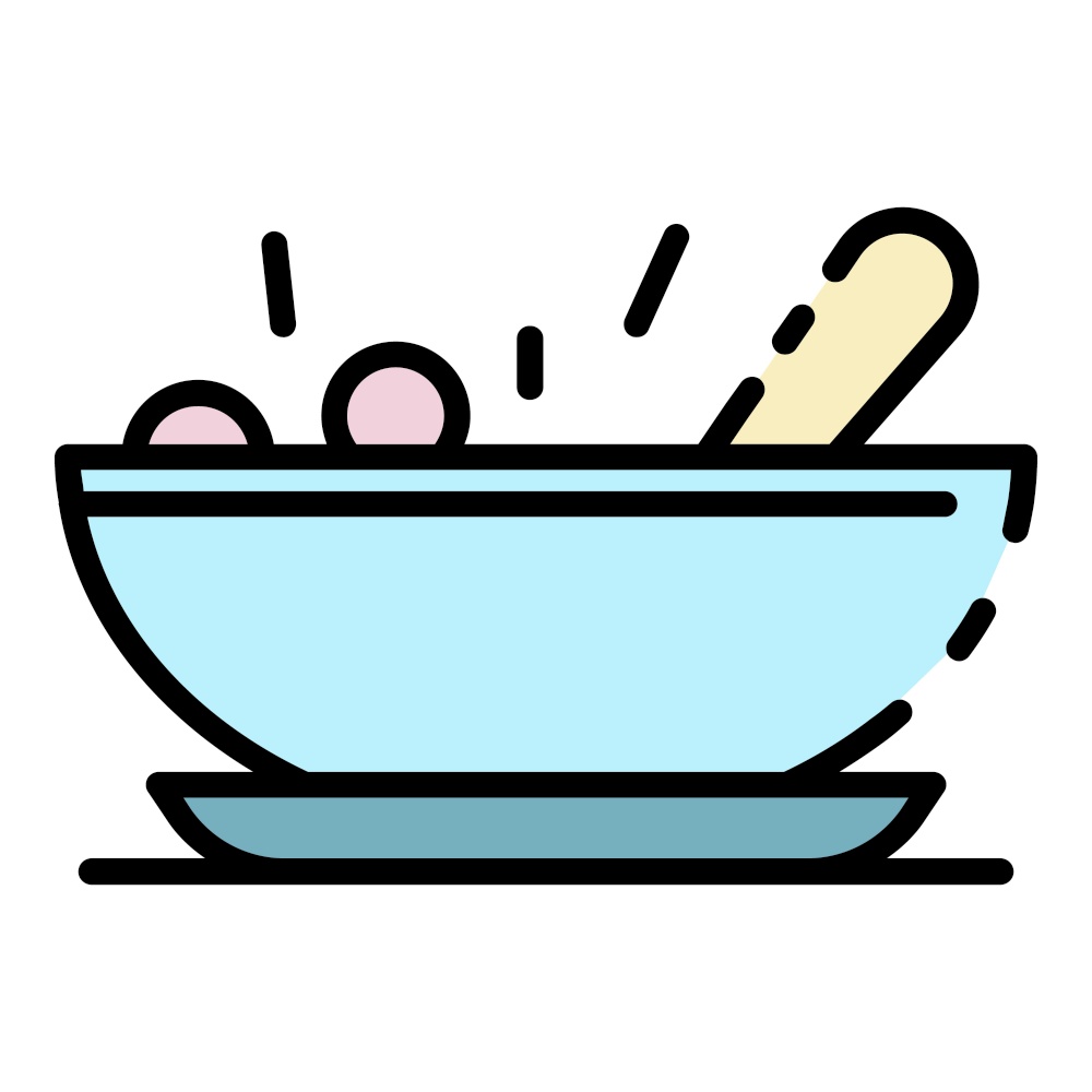 Baby food bowl icon. Outline baby food bowl vector icon color flat isolated. Baby food bowl icon color outline vector