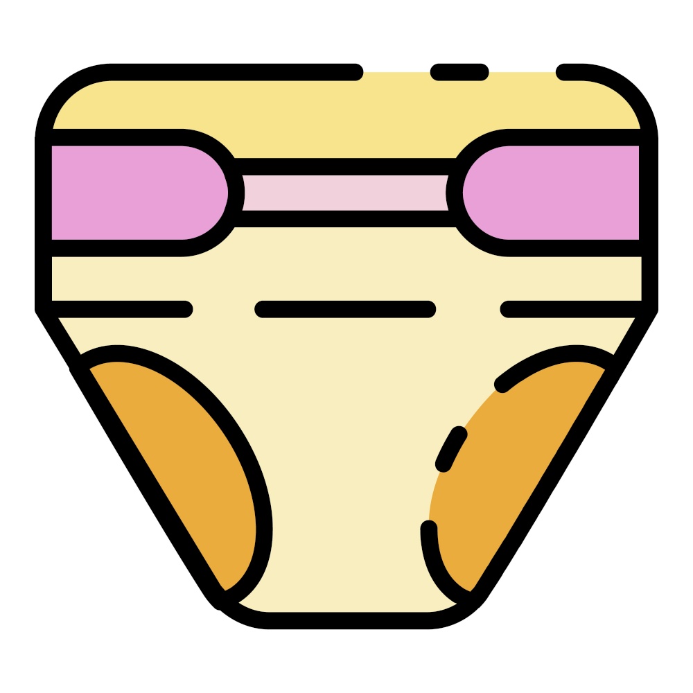 Baby diaper icon. Outline baby diaper vector icon color flat isolated. Baby diaper icon color outline vector