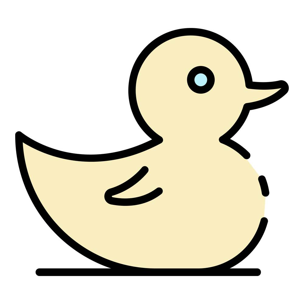 Rubber duck icon. Outline rubber duck vector icon color flat isolated. Rubber duck icon color outline vector