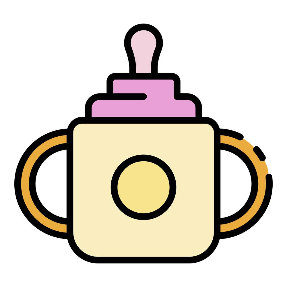 Sippy cup icon. Outline sippy cup vector icon color flat isolated. Sippy cup icon color outline vector