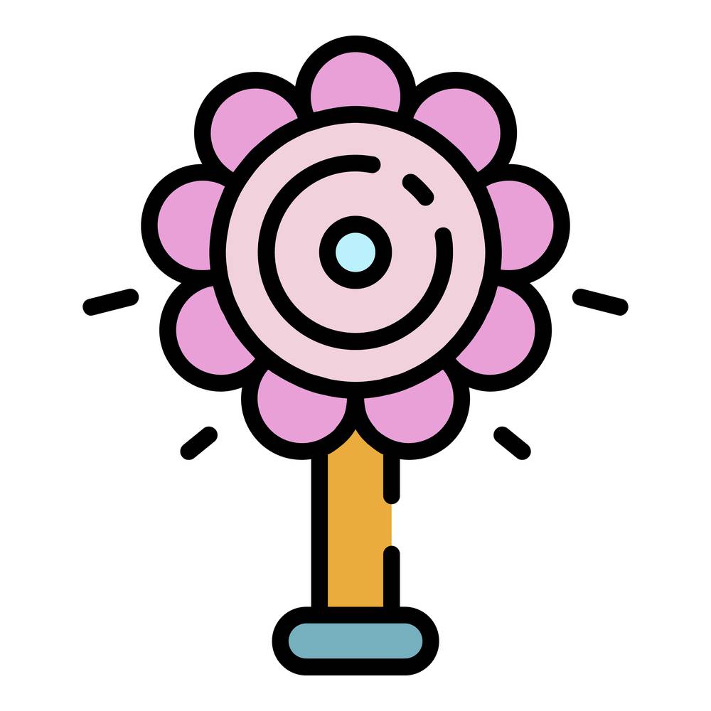 Flower rattle toy icon. Outline flower rattle toy vector icon color flat isolated. Flower rattle toy icon color outline vector
