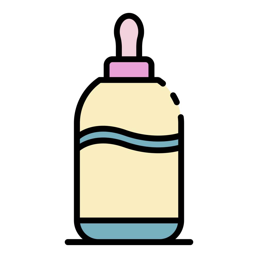 Baby milk bottle icon. Outline baby milk bottle vector icon color flat isolated. Baby milk bottle icon color outline vector