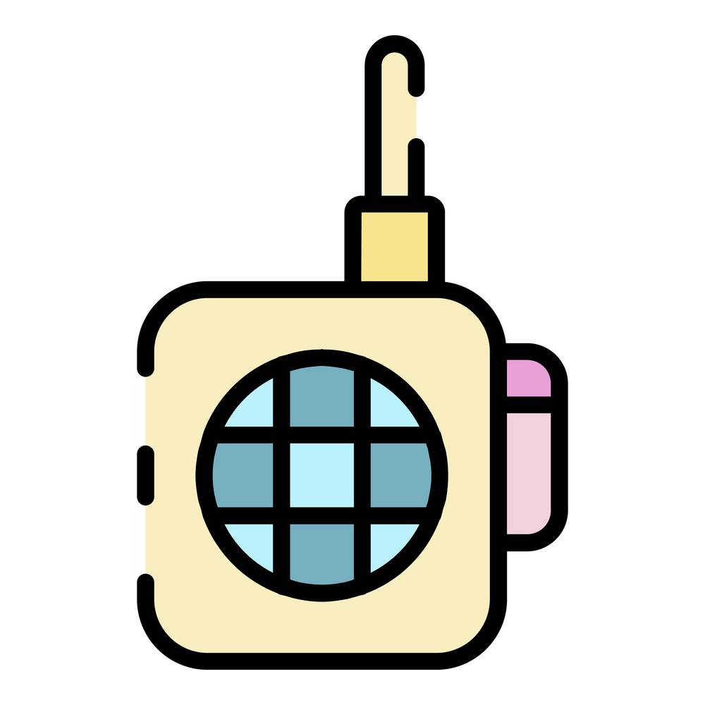Walkie talkie toy icon. Outline walkie talkie toy vector icon color flat isolated. Walkie talkie toy icon color outline vector