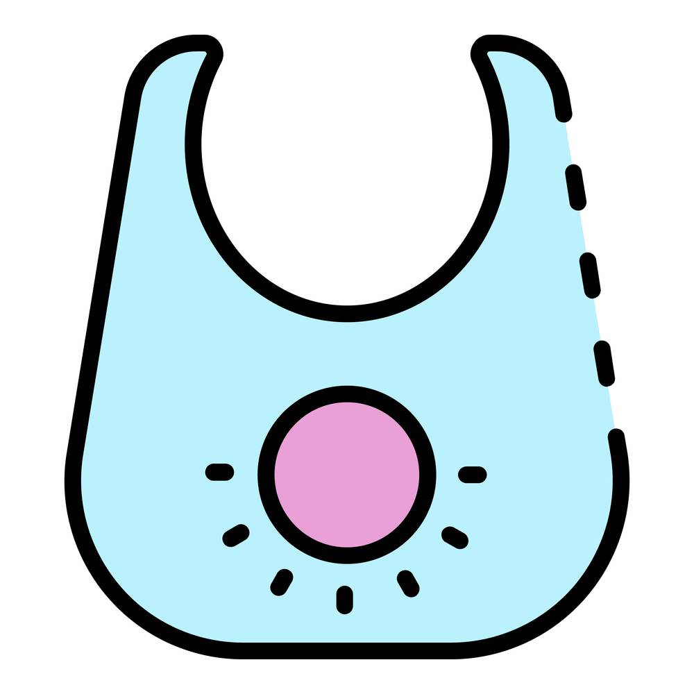 Baby bib icon. Outline baby bib vector icon color flat isolated. Baby bib icon color outline vector