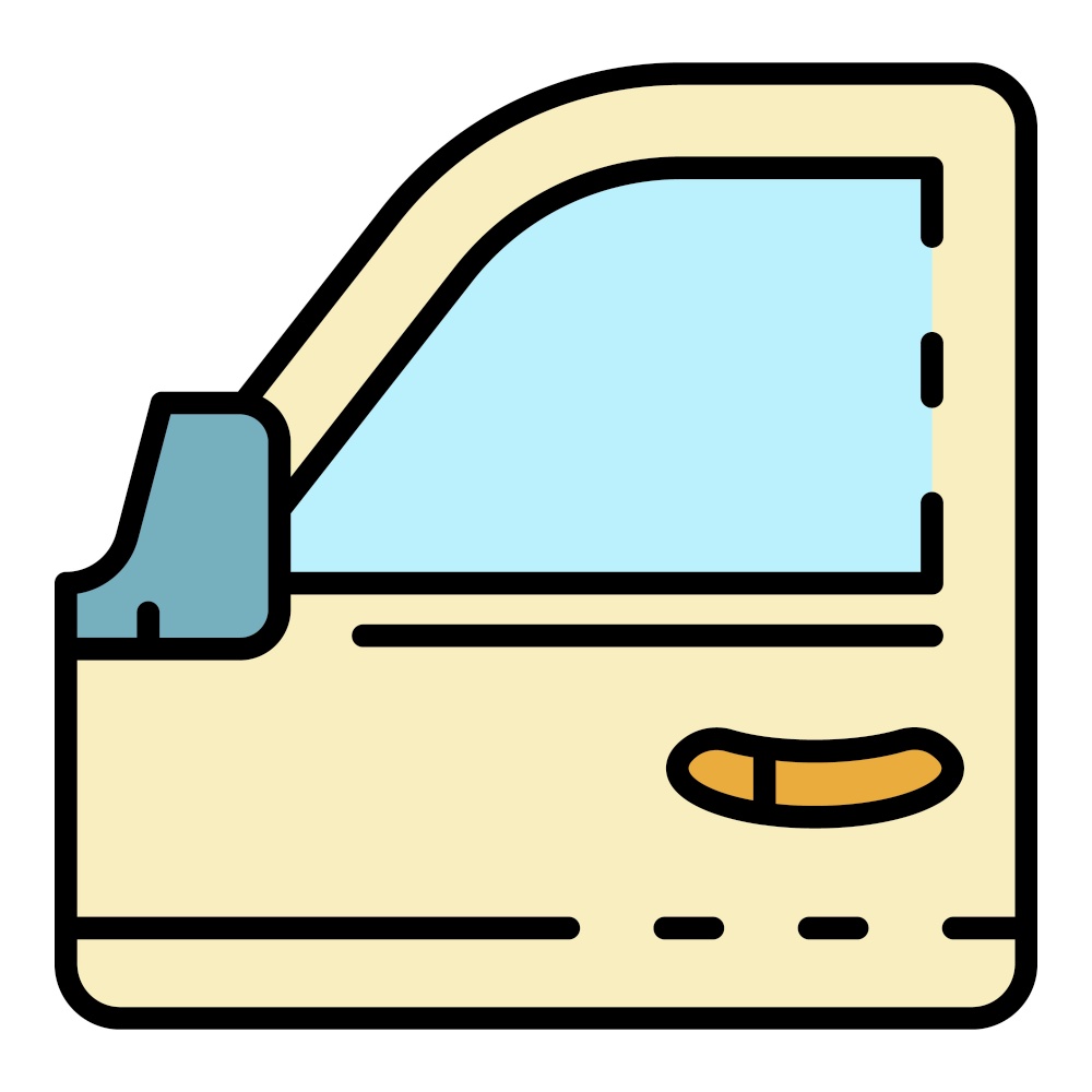 Car door icon. Outline car door vector icon color flat isolated. Car door icon color outline vector