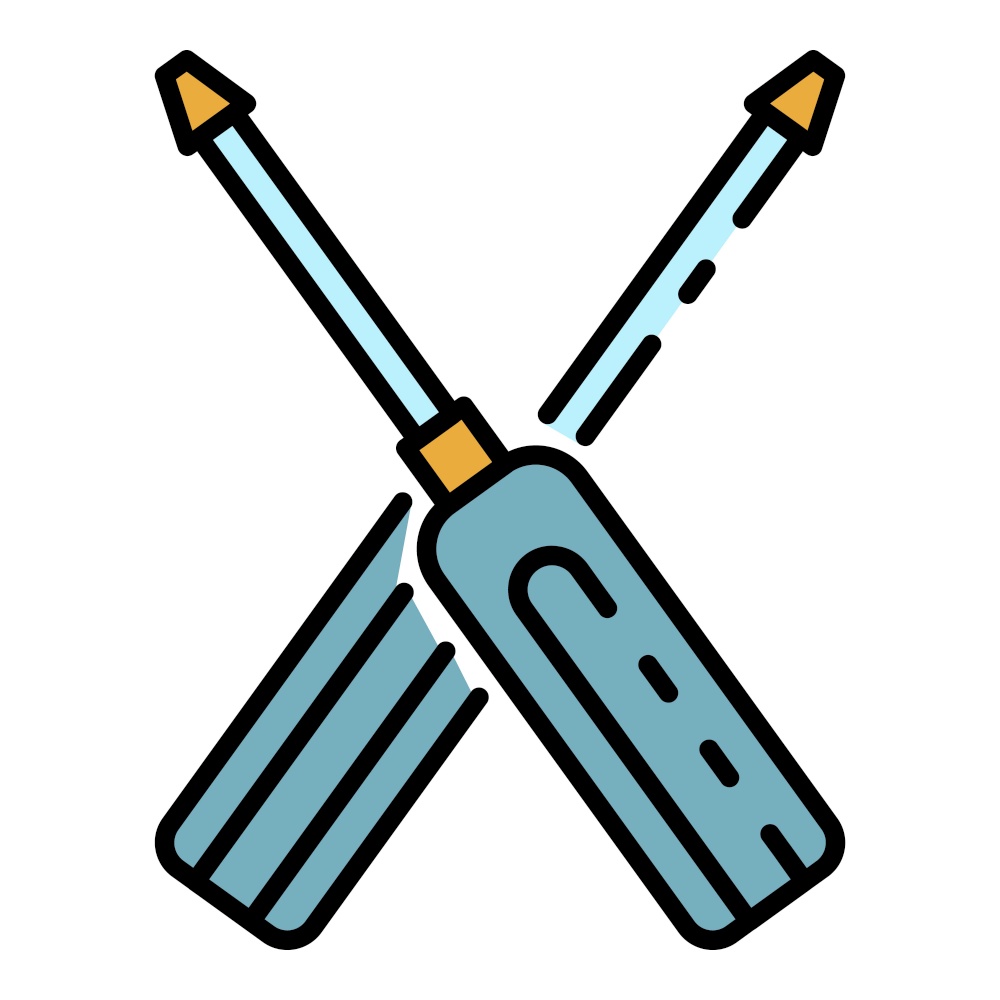 Screwdriver icon. Outline screwdriver vector icon color flat isolated. Screwdriver icon color outline vector