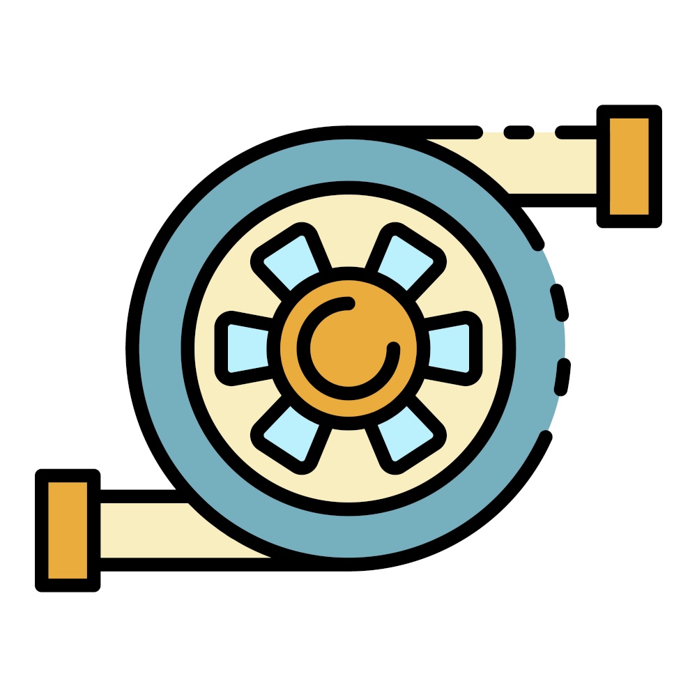 Car turbine icon. Outline car turbine vector icon color flat isolated. Car turbine icon color outline vector