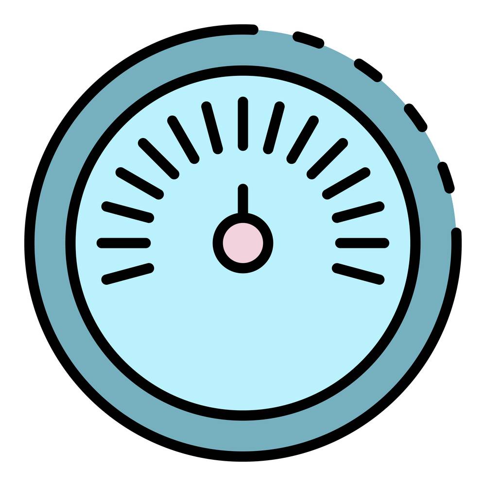 Speedometer icon. Outline speedometer vector icon color flat isolated. Speedometer icon color outline vector