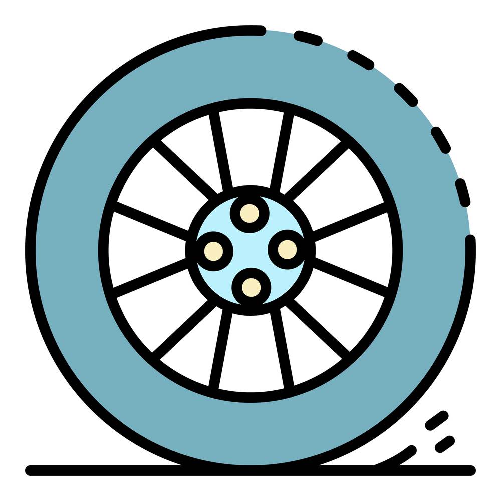 Car wheel icon. Outline car wheel vector icon color flat isolated. Car wheel icon color outline vector