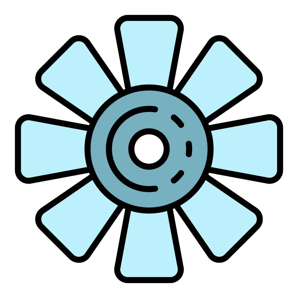 Car fan icon. Outline car fan vector icon color flat isolated. Car fan icon color outline vector