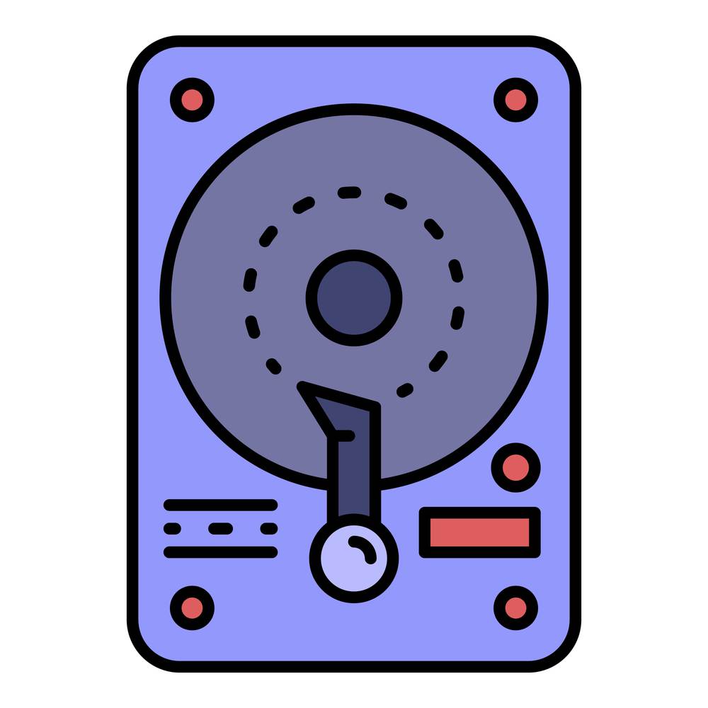 Hard disk icon. Outline hard disk vector icon color flat isolated. Hard disk icon color outline vector
