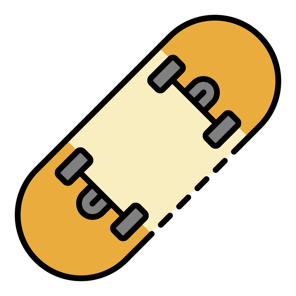 Kid skateboard icon. Outline kid skateboard vector icon color flat isolated. Kid skateboard icon color outline vector