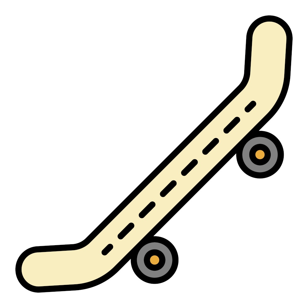 Side of skateboard icon. Outline side of skateboard vector icon color flat isolated. Side of skateboard icon color outline vector
