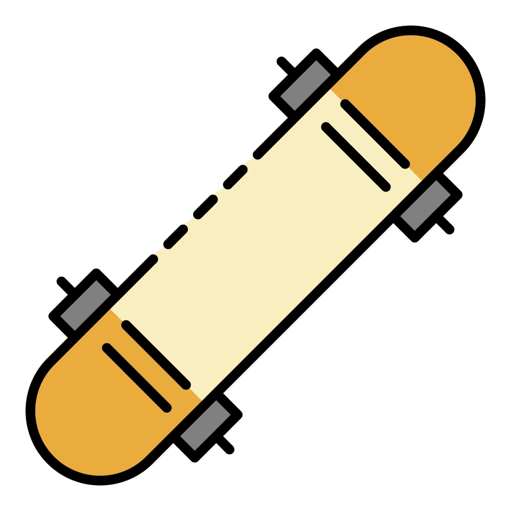 Modern skateboard icon. Outline modern skateboard vector icon color flat isolated. Modern skateboard icon color outline vector