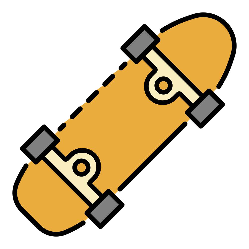Sport skate board icon. Outline sport skate board vector icon color flat isolated. Sport skate board icon color outline vector