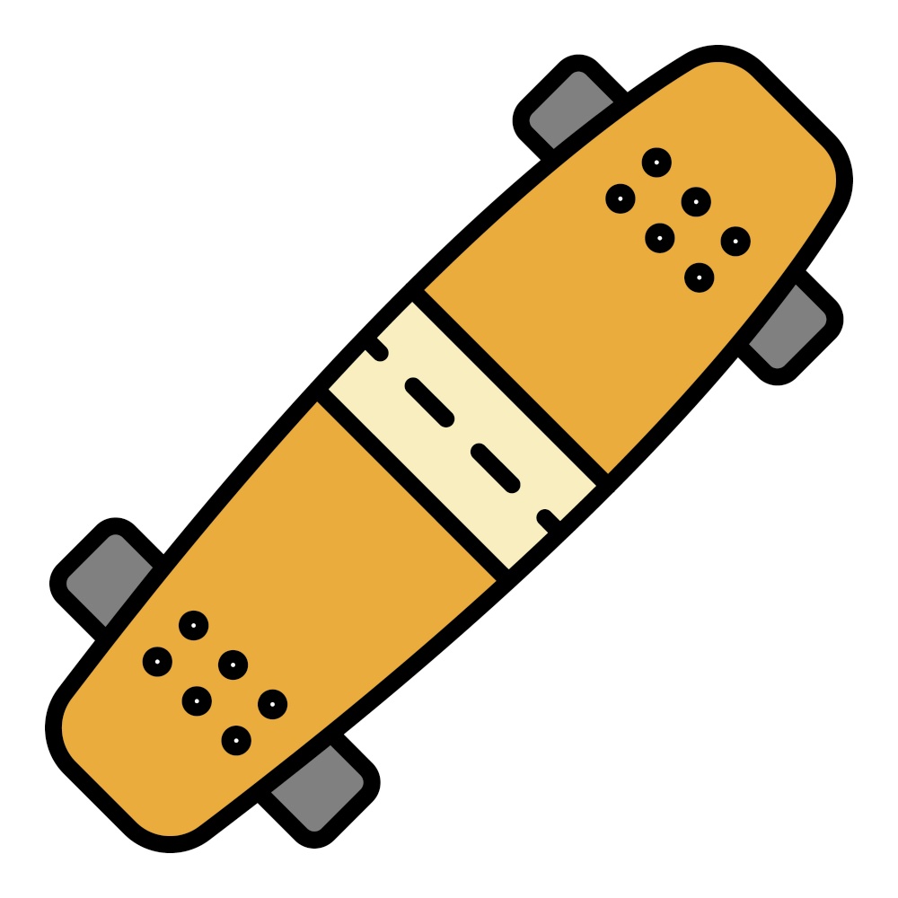 Extreme skateboard icon. Outline extreme skateboard vector icon color flat isolated. Extreme skateboard icon color outline vector