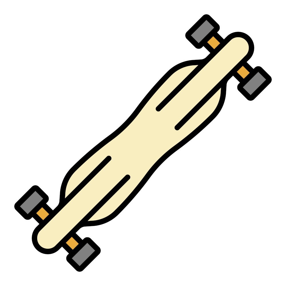 Speed road skateboard icon. Outline speed road skateboard vector icon color flat isolated. Speed road skateboard icon color outline vector