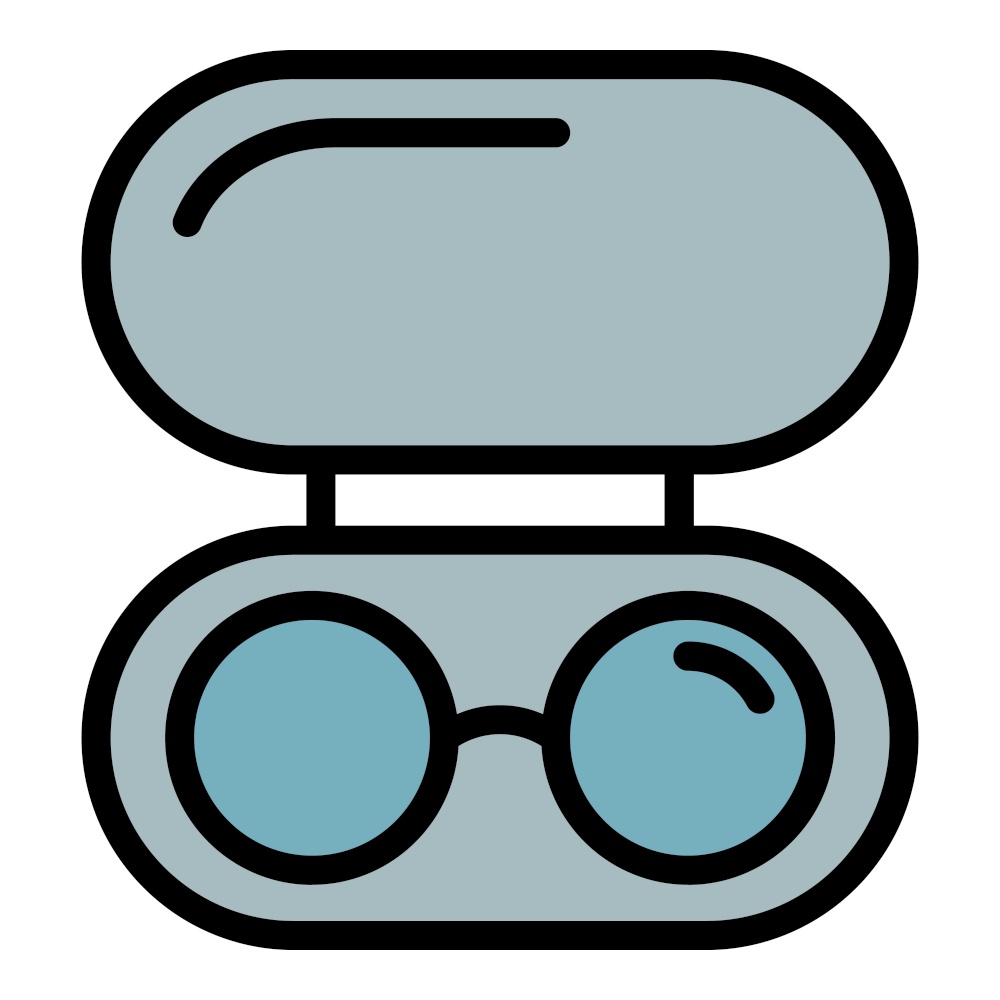 Glasses in case icon. Outline glasses in case vector icon color flat isolated. Glasses in case icon color outline vector