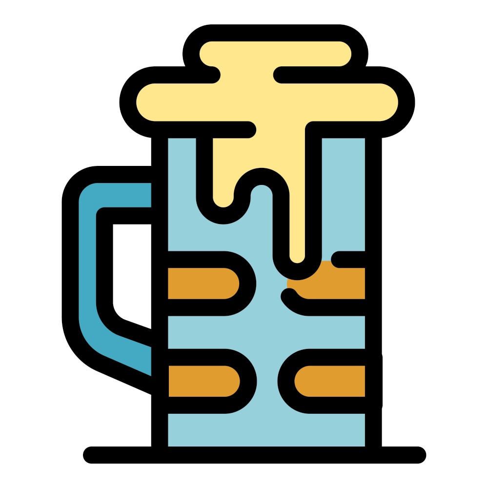 Beer mug icon. Outline beer mug vector icon color flat isolated. Beer mug icon color outline vector