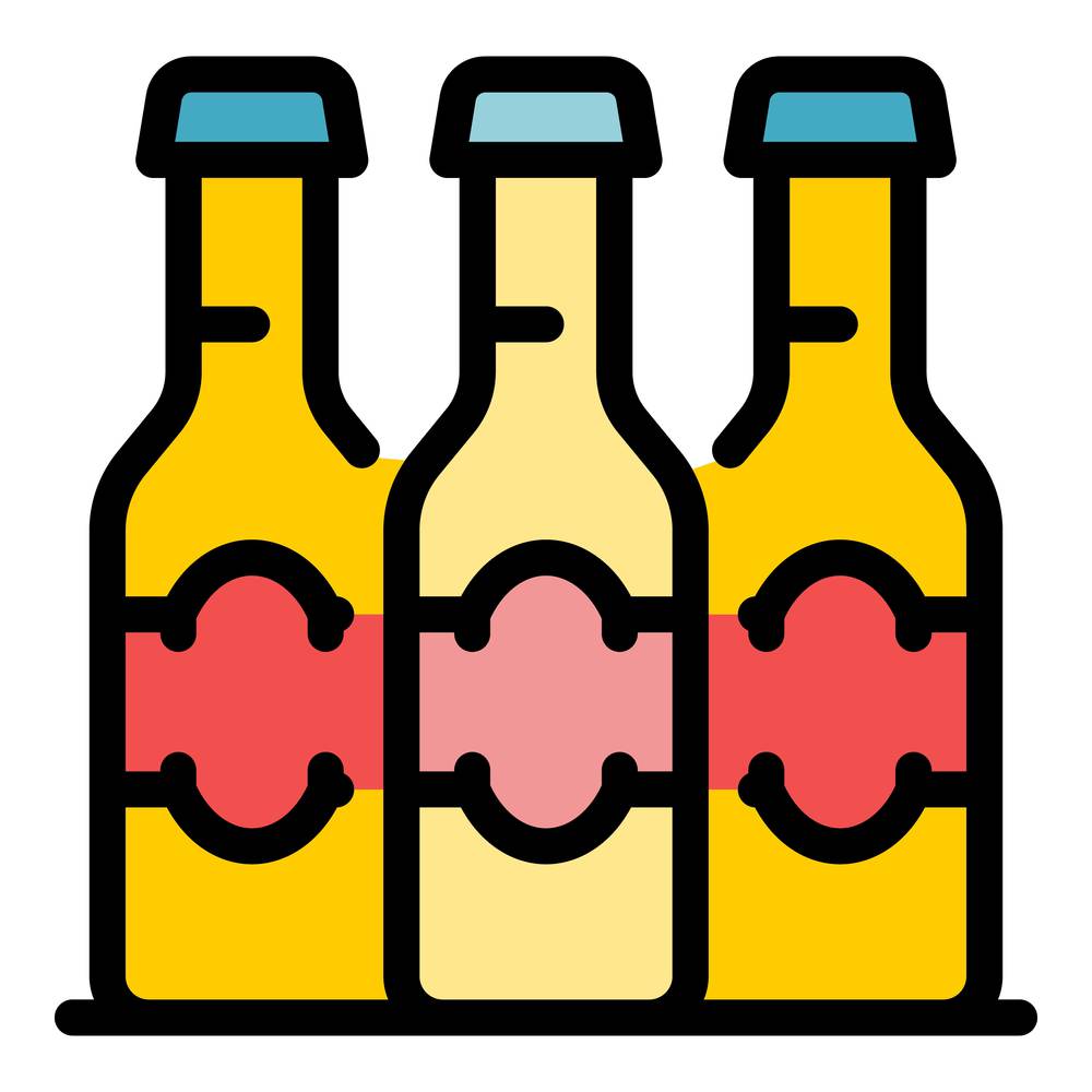 Beer bottles icon. Outline beer bottles vector icon color flat isolated. Beer bottles icon color outline vector