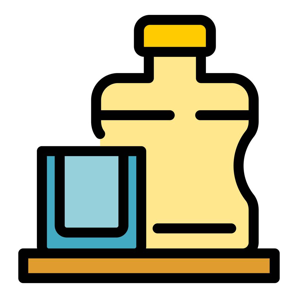 Whiskey bottle icon. Outline whiskey bottle vector icon color flat isolated. Whiskey bottle icon color outline vector