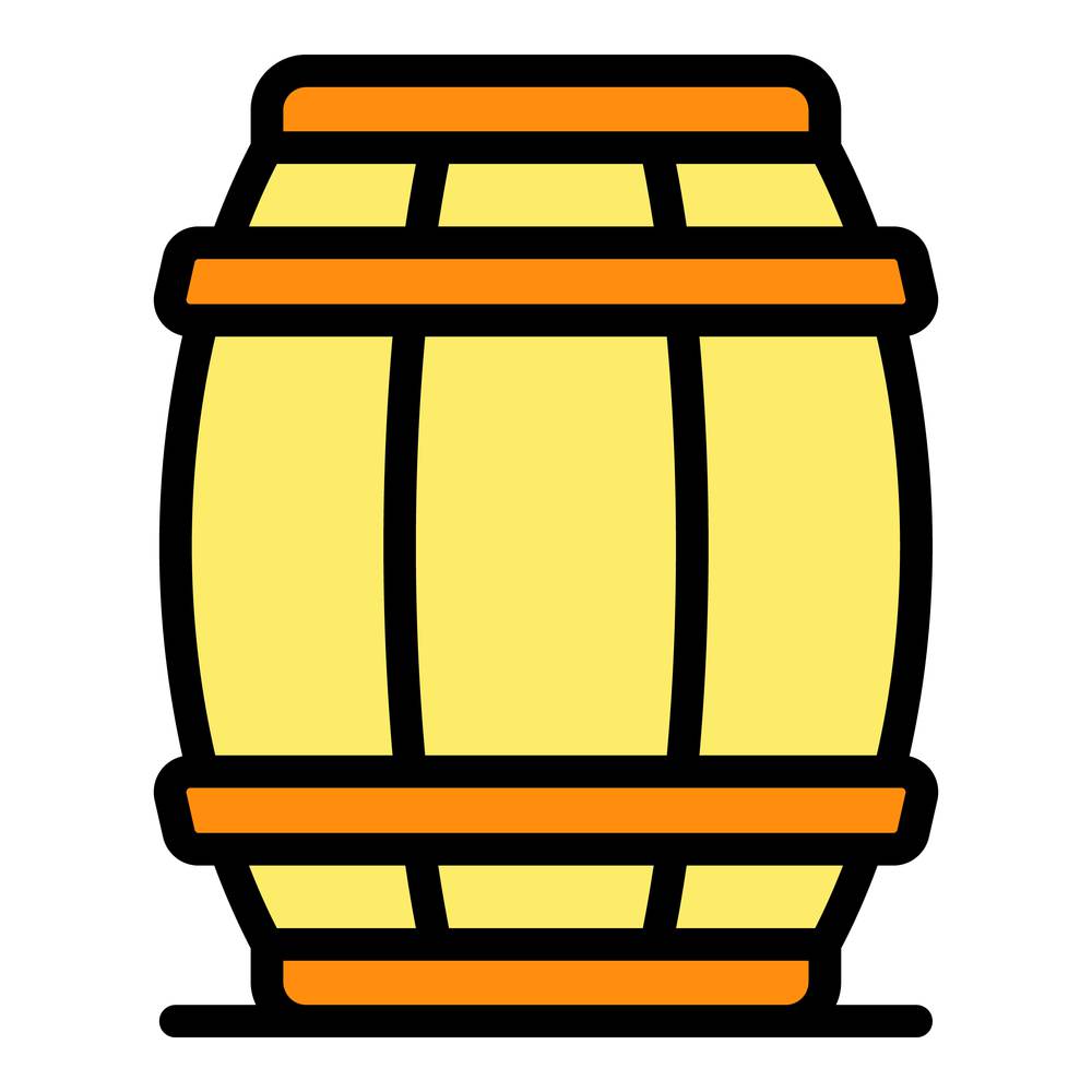Wood barrel icon. Outline wood barrel vector icon color flat isolated. Wood barrel icon color outline vector