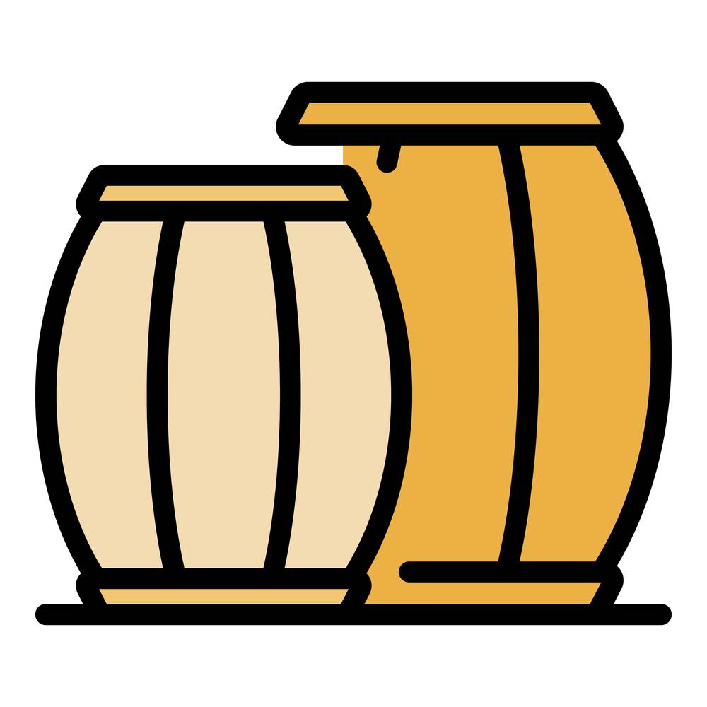 Barrel icon. Outline barrel vector icon color flat isolated. Barrel icon color outline vector