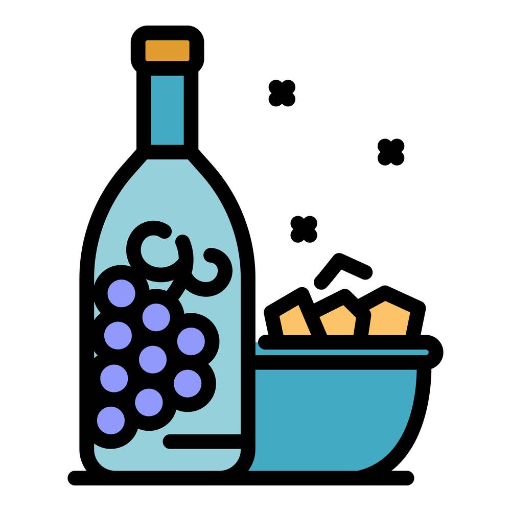 Greek wine bottle icon. Outline greek wine bottle vector icon color flat isolated. Greek wine bottle icon color outline vector