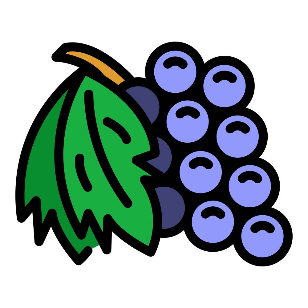 Greece fresh grapes icon. Outline greece fresh grapes vector icon color flat isolated. Greece fresh grapes icon color outline vector