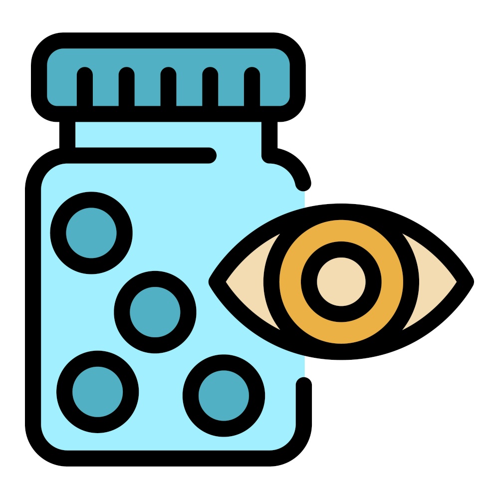 Eye pills icon. Outline eye pills vector icon color flat isolated. Eye pills icon color outline vector