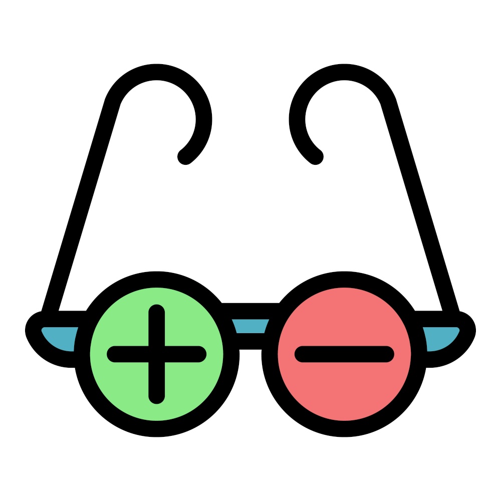 Vision glasses icon. Outline vision glasses vector icon color flat isolated. Vision glasses icon color outline vector