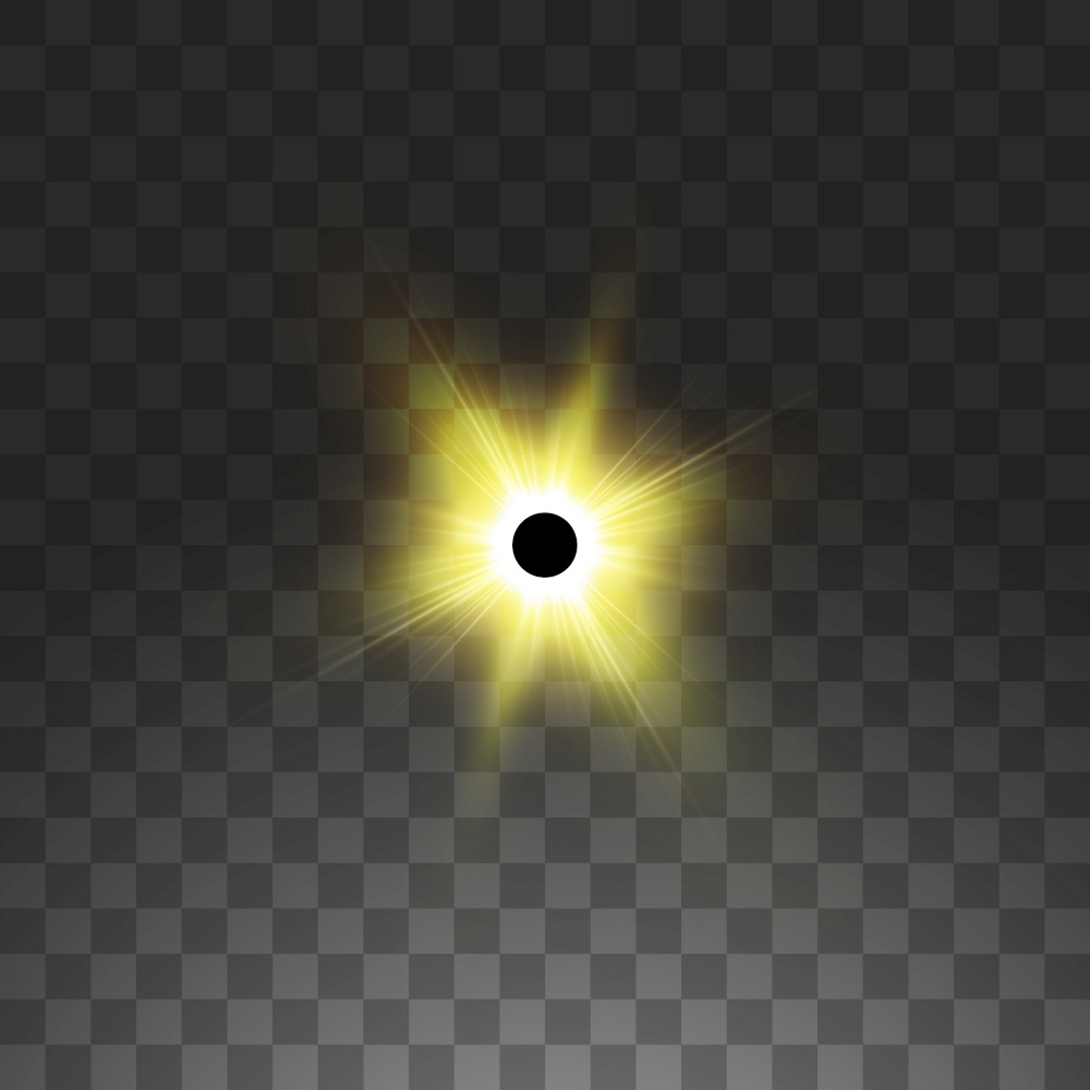 Total solar eclipse vector illustration on transparent background. Full moon shadow sun eclipse with corona. Total solar eclipse vector illustration on transparent background. Full moon shadow sun eclipse with corona.