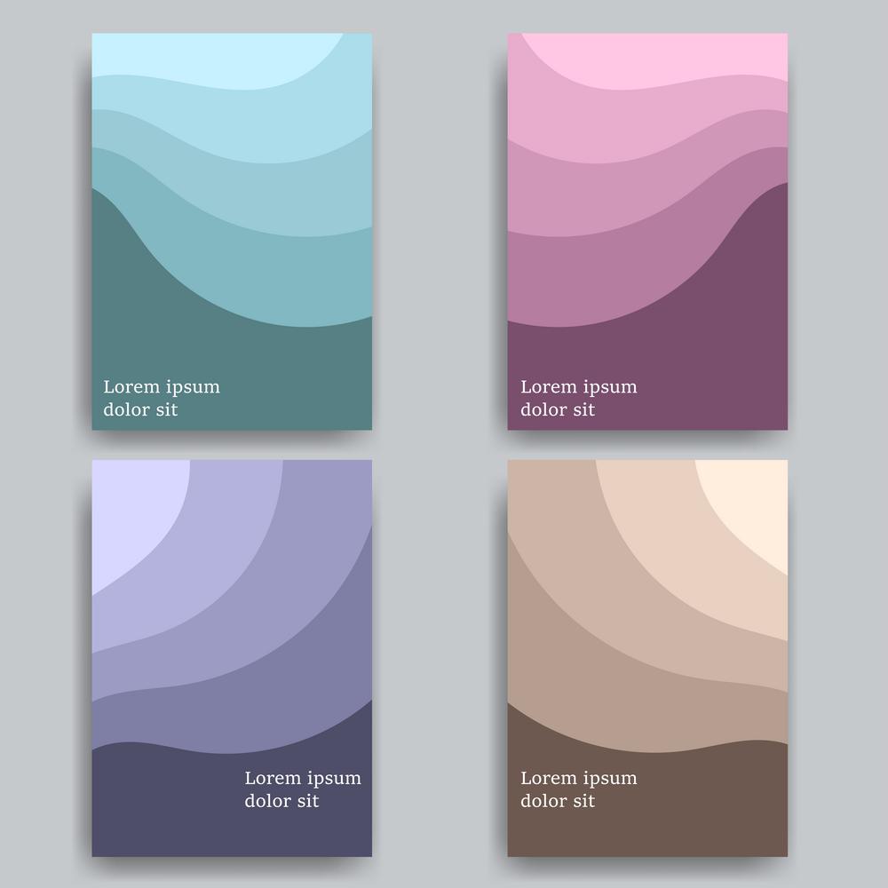 wave pastel gradient colors set for print brochure template