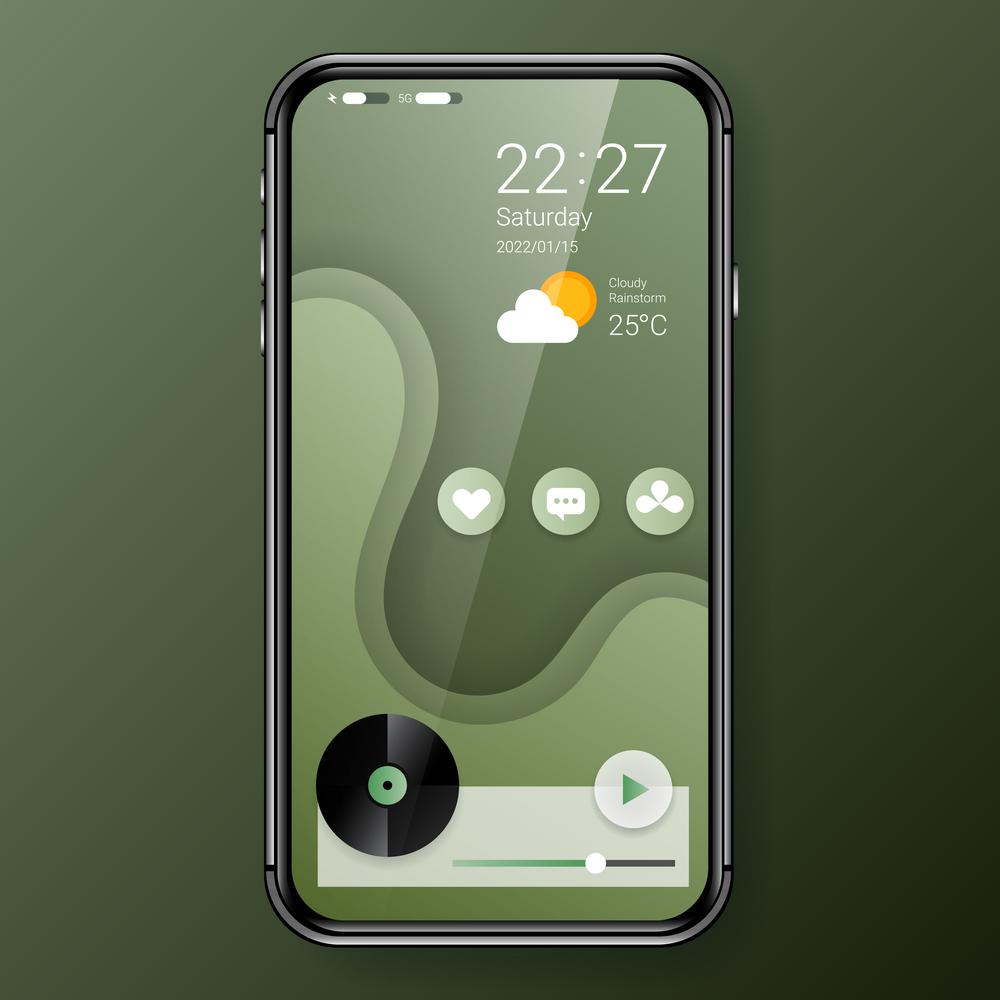 green theme user interface home mobile app menu