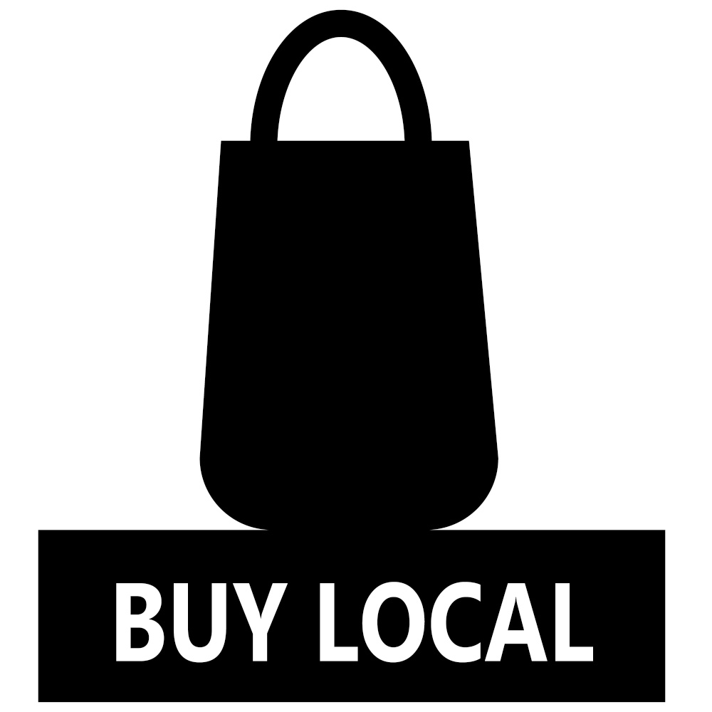 Buy local icon white background. support small business sticker. flat style.