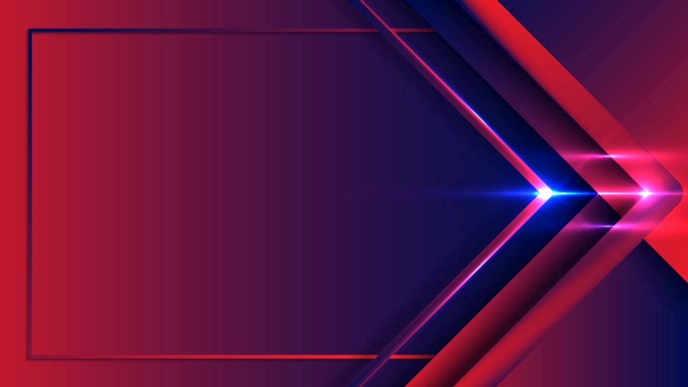 Abstract template 3D arrow stripes vibrant color background with lighting effect technology style. Vector illustration