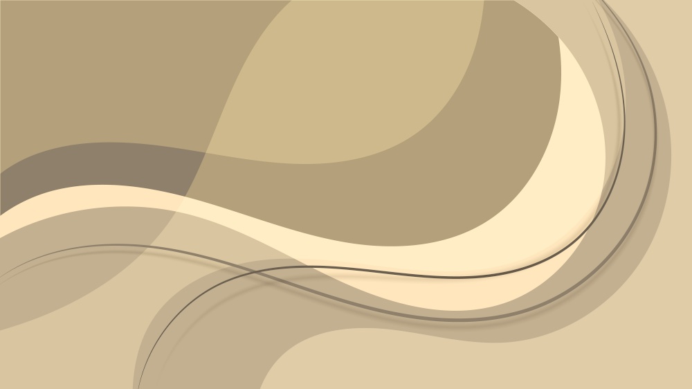 Abstract curved shapes with wave lines brown cream background. Vector graphic illustration