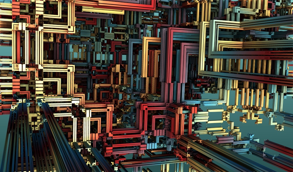 Abstract Computer generated Fractal design. 3D Aliens Illustration of a Beautiful infinite mathematical mandelbrot set fractal futuristic rainbow structure. 3D Illustration of a Beautiful infinite mathematical mandelbrot set fractal.