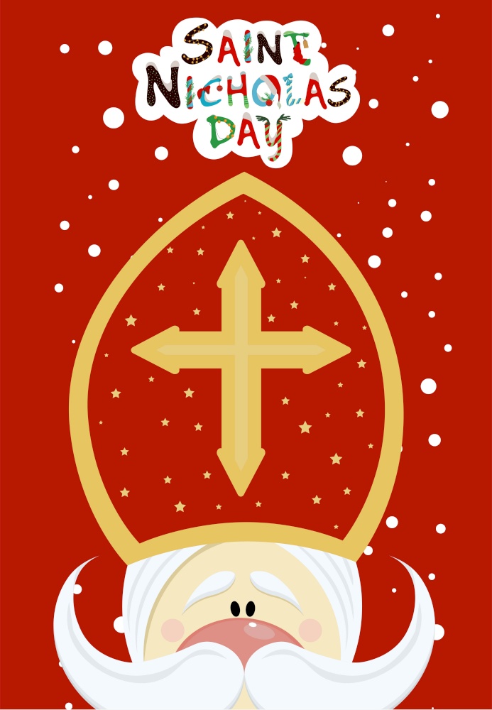Cute postcard for Saint Nicholas Sinterklaas - greeting card or banner. Vector illustration of St. Nicholas Day.. Cute postcard for Saint Nicholas Sinterklaas - greeting card or banner. Vector illustration of St. Nicholas Day
