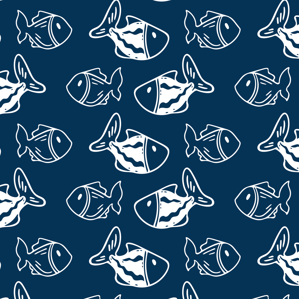 Seamless pattern of hand drawn doodle fish.Vector. Seamless pattern of hand drawn doodle fish.