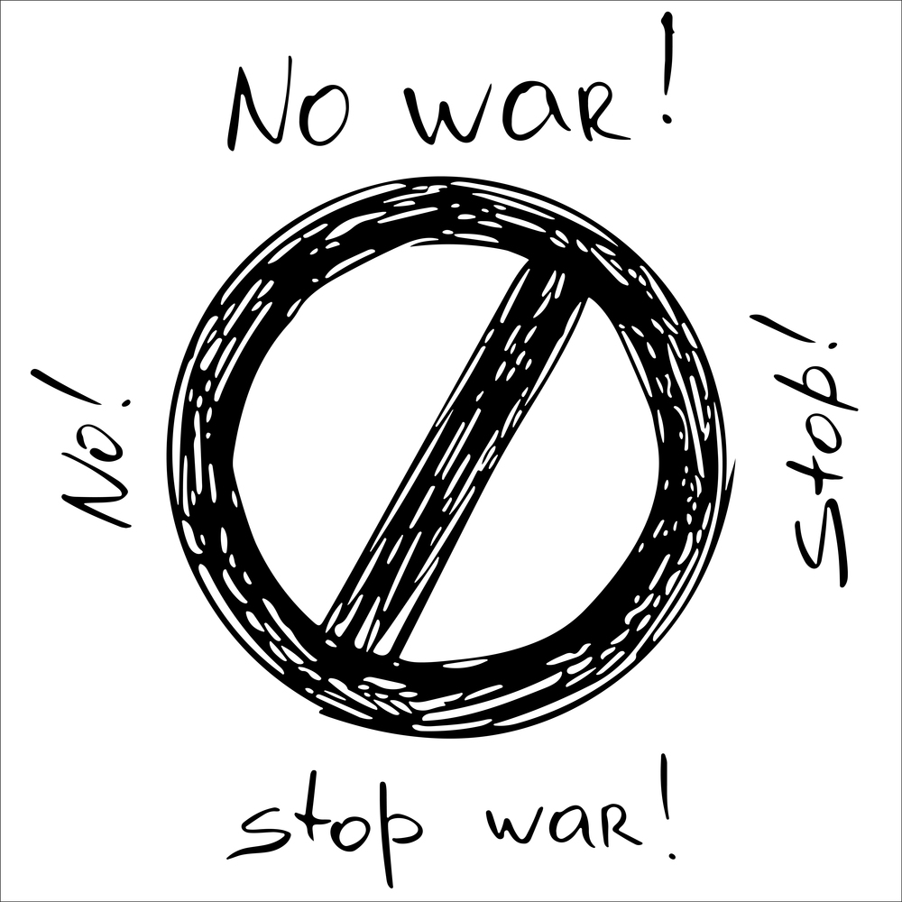 Words no war, stop war. Crossed out sign.. Words no war, stop war. Crossed out sign