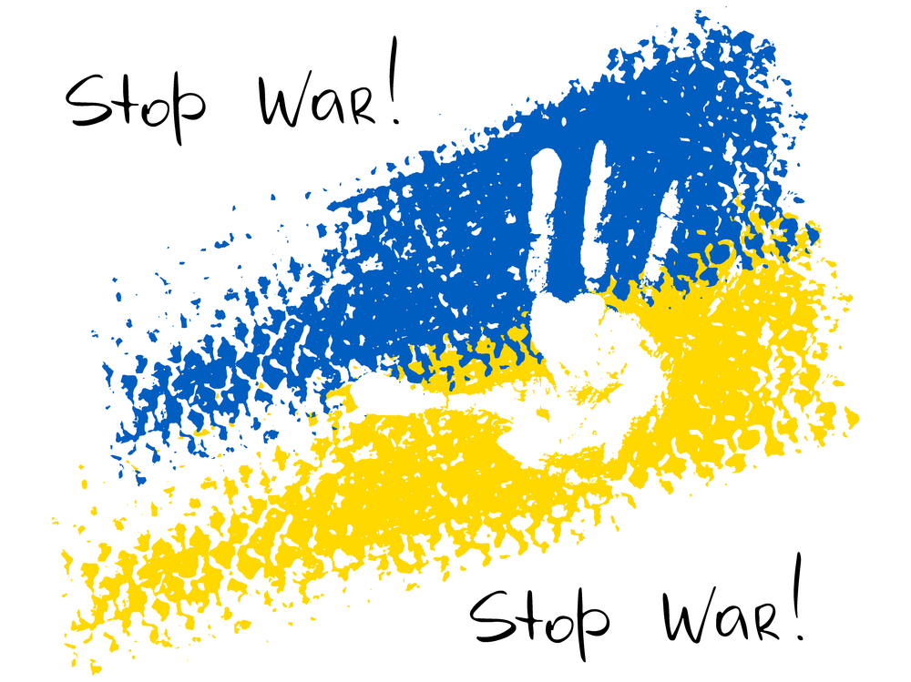 Vector ukraine flag with palm with stop the war in Ukraina. Vector ukraine flag with palm with stop the war in ukraina.