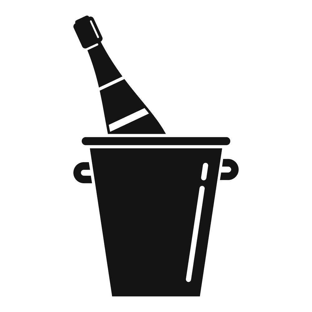 Ice champagne bottle icon simple vector. Wine glass. Bucket toast. Ice champagne bottle icon simple vector. Wine glass