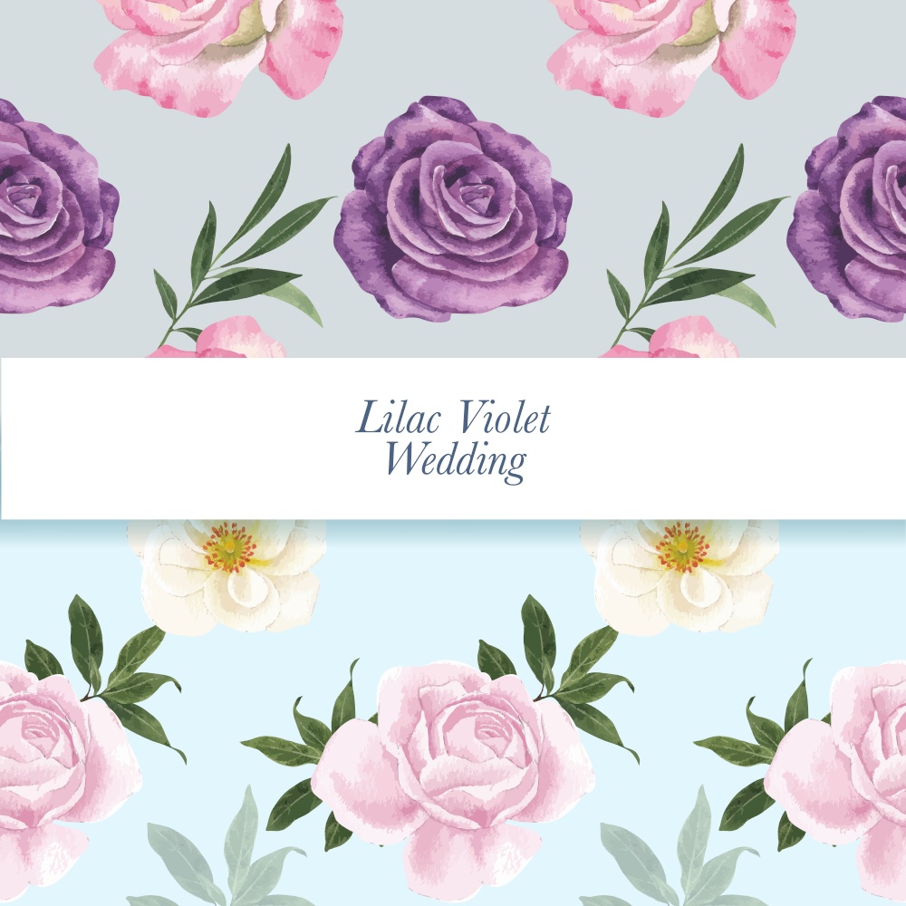 Pattern seamless with lilac violet wedding concept,watercolor style