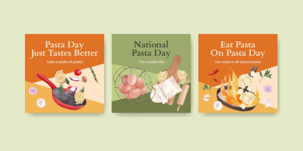 Banner template with pasta cancept,watercolor style