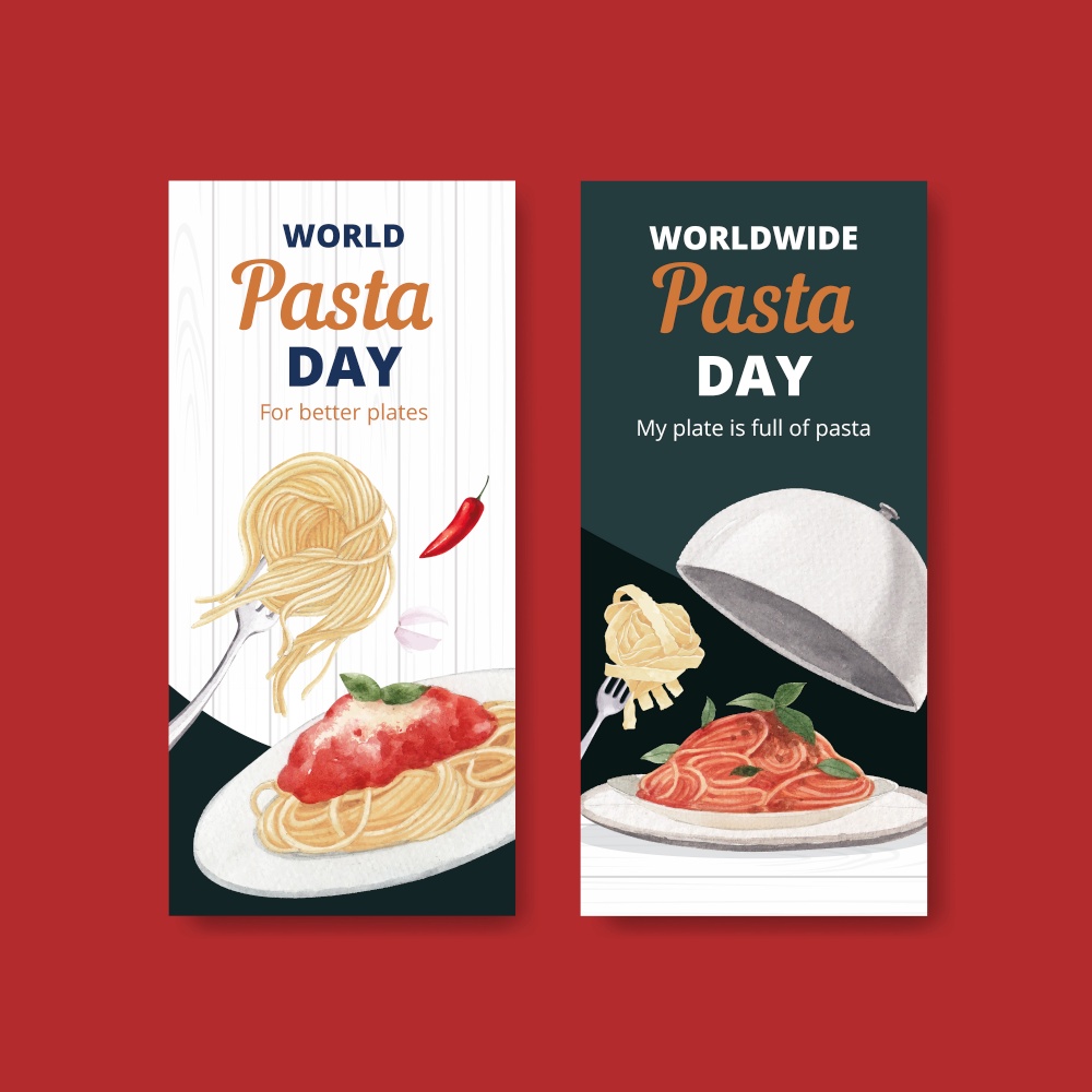 Flyer template with pasta cancept,watercolor style