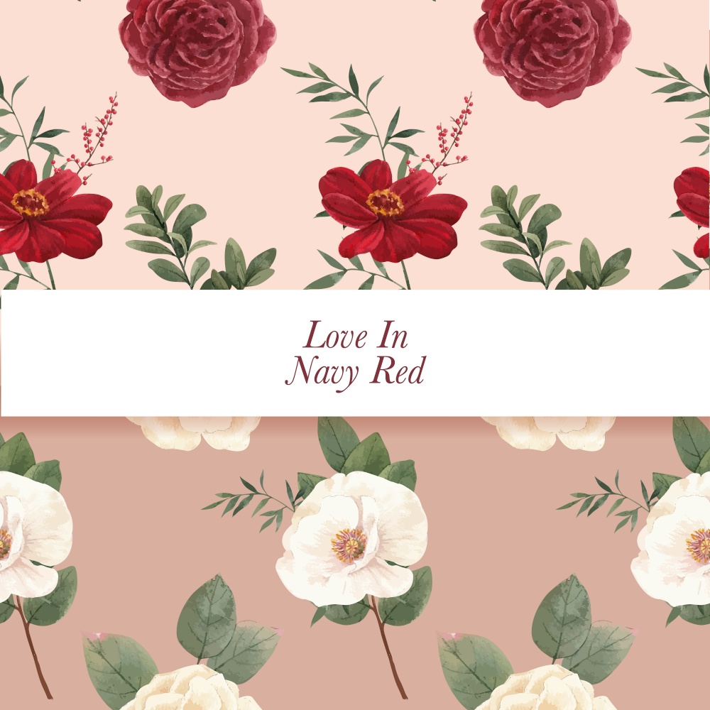 pattern seamless with red navy wedding concept,watercolor style
