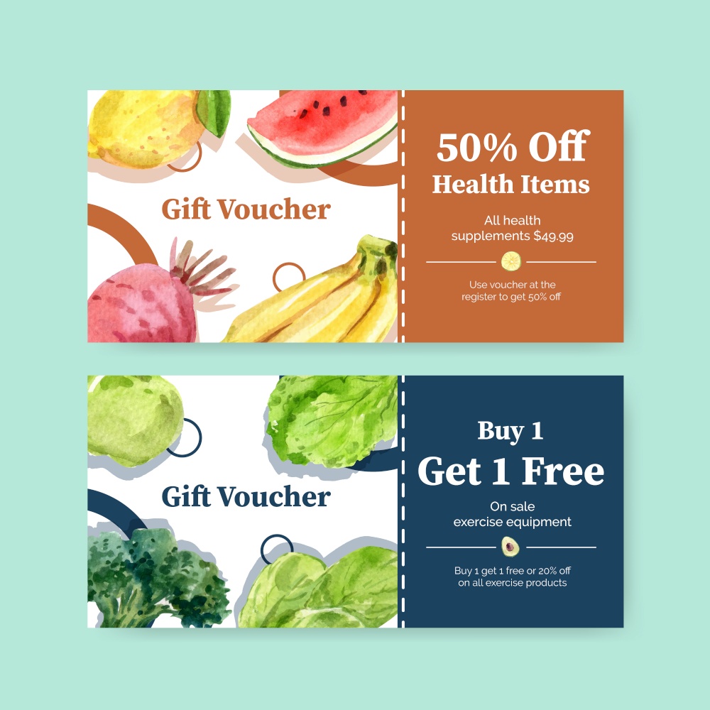 Vouchure template with world health day concept design for marketing watercolor illustration