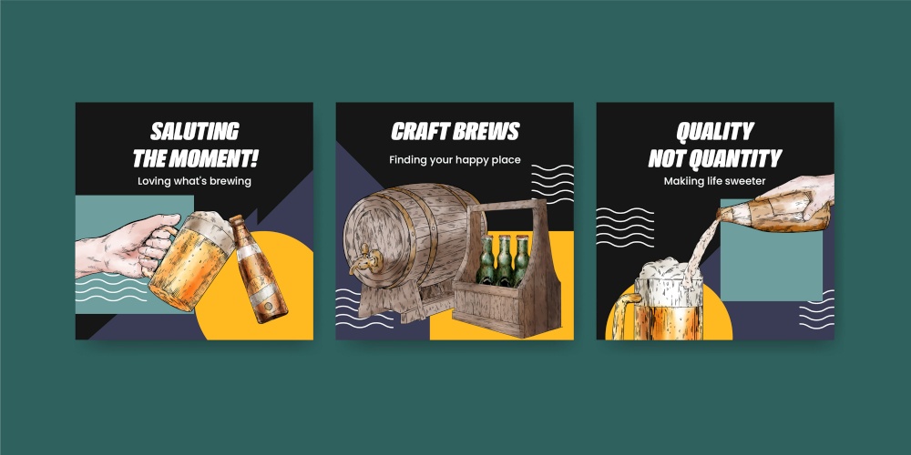 Banner template with craft beer concept,watercolor style